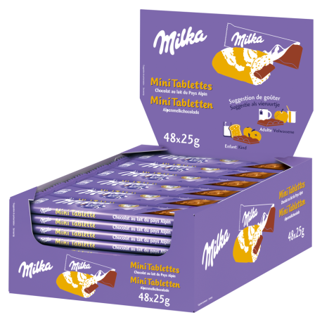 Présentoir mini tablettes lait Milka 25 g x 48