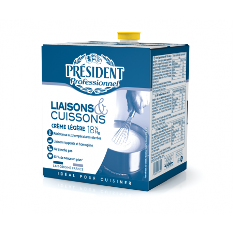 Crème stérilisée 18 % MG liaison et cuisson UHT 10 L
