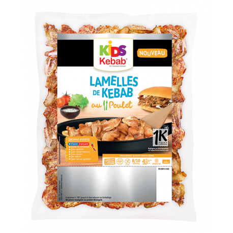 Kebab de poulet en lamellles cuites et grillés KIDS 850 g