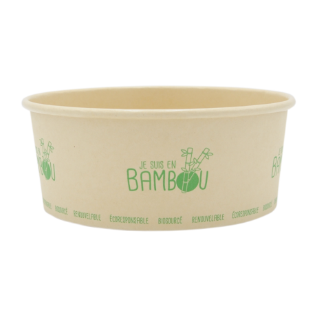 Boite salade en bambou 1300ml diam 184 ht 67 mm x50