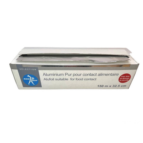 Boite distributrice de rouleau aluminium 150 m x 32.5 cm avec lame métalique