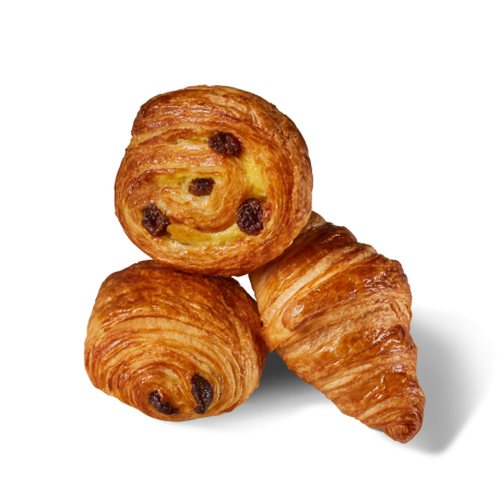 Assortiment de viennoiseries au beurre fin Les Savoureux prêt à cuire