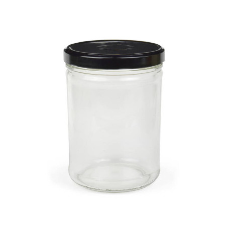 Bocaux et couvercles à vis noir en verre 475 cc 100 x 81 mm x 5