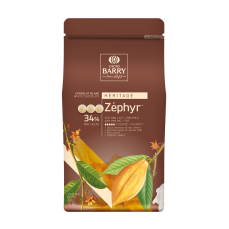 Chocolat de couverture blanc 34 % cacao Zéphyr 5 kg