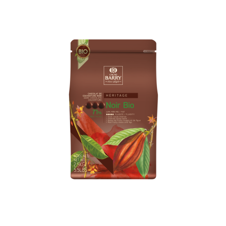 Chocolat de couverture noir 71 % cacao bio 2,5 kg