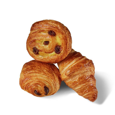 Assortiment de mini viennoiseries au beurre fin prêt à cuire