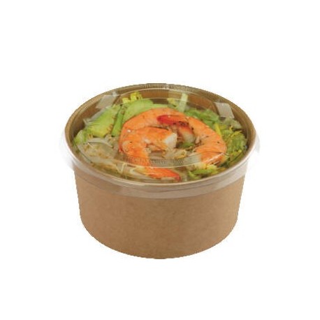 Boîte salade pokepack kraft avec couvercle transparent 1000 ml x 30