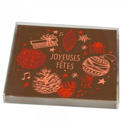 Chocolat au lait décoré carte carré "Joyeuses Fêtes" 80g