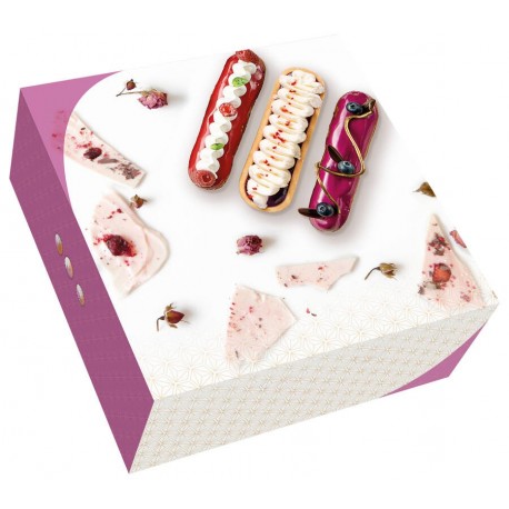Boîte carrée avec couvercle fantaisie 16 x 16 x 8 cm x 50