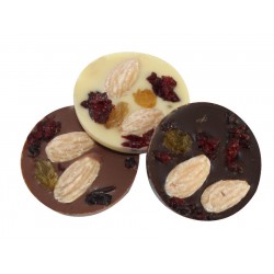 Mendiant rond chocolat assortis noir, lait, blanc 750 g