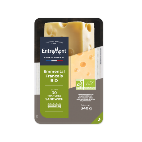 Emmental français tranches pour sandwich BIO 340 g x 30