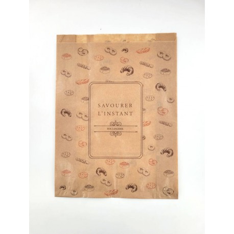 Sac à brioche kraft brun Savourer 240 + 75 X C360 x 500