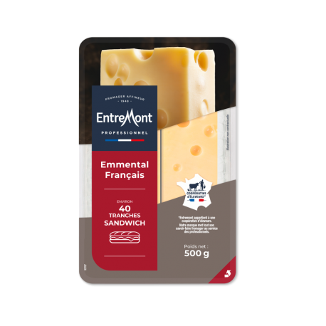 Emmental français tranches spécial sandwich 5 x 15 cm 500 g x 40