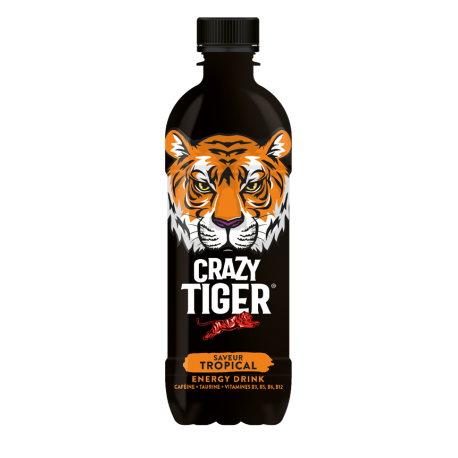 Boisson énergisante gazeuse saveur fruits exotiques crazy tiger 50 cl