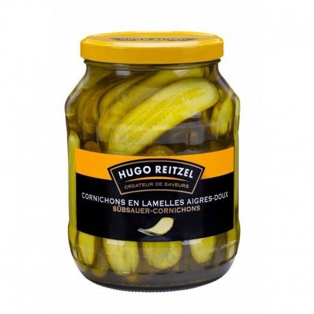 Cornichon en lamelles 40+ aigre doux 1700 ml