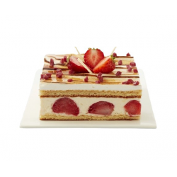 Demi cadre garni de mousse vanille, demi-fraises et meringue 270 x 350 mm 2050 g