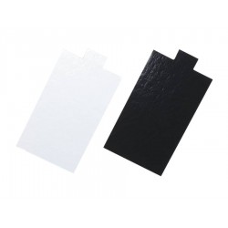 Rectangle carton blanc perle / noir avec languette 13 x 4.5 cm x 200