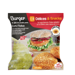 Burger de filet de poulet cuit pané cornflakes halal 1 kg