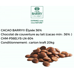  Chocolat de couverture au lait 36 % cacao Élysée 20 kg