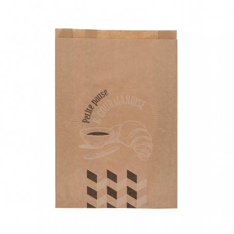 Sac croissants 101 Pause et Gourmandise kraft brun 120/25 + 25x170mm x 1000