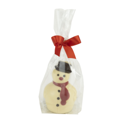 Moulage en chocolat blanc décoré bonhomme de neige en sachet 80g