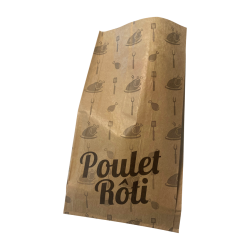 Sac demi poulet en kraft brun 140/25+25 x 270 mm x 100