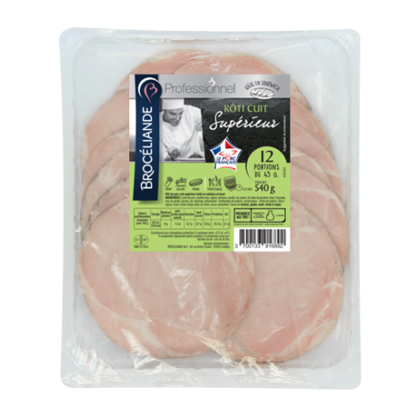 Rôti de porc cuit supérieur bruni traité en salaison12 tranches 540 g