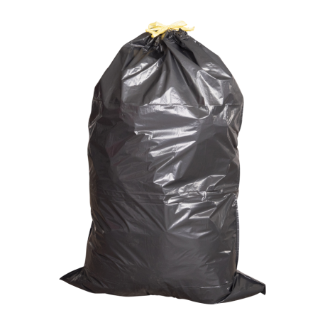 Sac poubelle renforcé avec lien coulissant PEBD 42 microns noir 130 L x 15