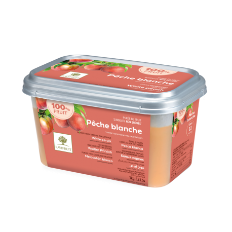 Purée de pêches blanches non sucrée surgelée 1kg 
