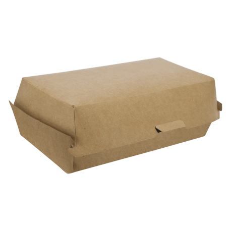 Boite sandwich carton brun avec couvercle attenant 220x107x75mm x50