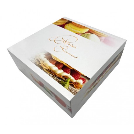 Boîte pâtisssiere 22 x 22 x 8 cm imprimée