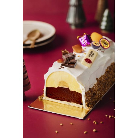 Gouttière glacée chocolat et fruits exotiques avec mangue/passion 57 cm 1.5 kg