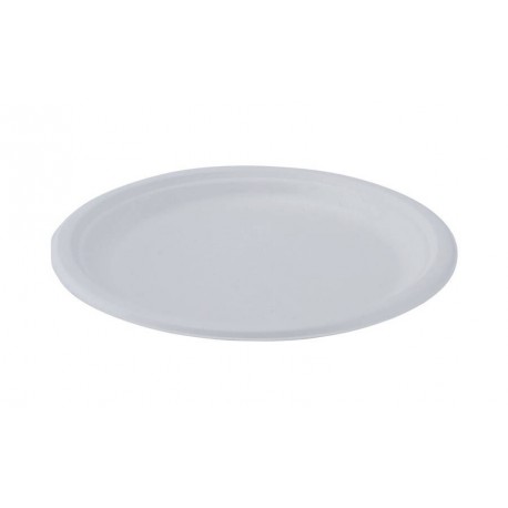 Assiette bagasse blanc ronde 18 cm fibre végétale x 50