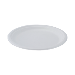 Assiette bagasse blanc ronde fibre végétale 23 cm x 50