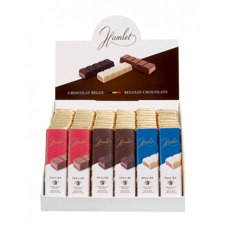 chocolat au praliné lait, blanc, noir 45 g
