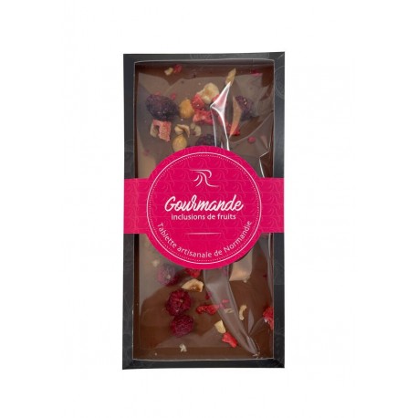 Tablette de chocolat lait inclusions fruits 90 g