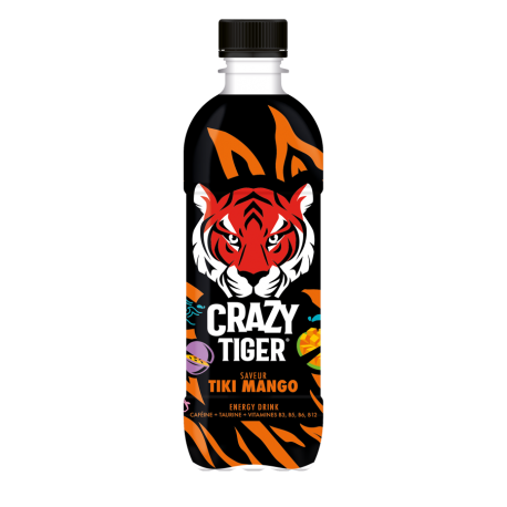 Boisson énergisante gazeuse saveur mangue crazy tiger 50 cl