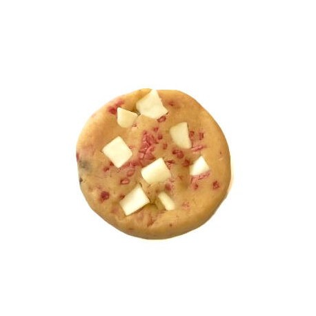 Pâte à biscuits surgelée cru avec pépites de chocolat blanc et framboise