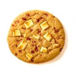 Pâte à biscuits surgelée cru avec pépites de chocolat blanc et framboise