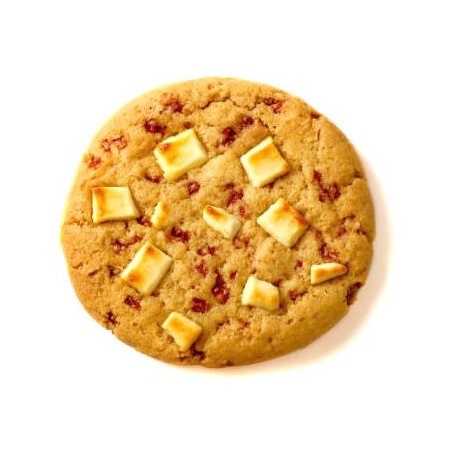 Pâte à biscuits surgelée cru avec pépites de chocolat blanc et framboise