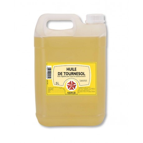 Huile de tournesol raffinée avec agent antimoussant E900 5 L