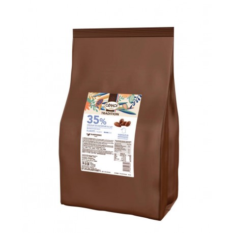 Chocolat de couverture lait 35% en palets 10 kg