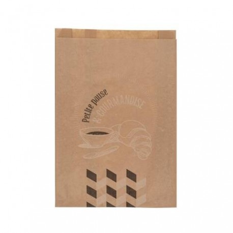 Sac croissants 106 Pause et Gourmandise kraft brun 170/35 + 35x350mm x 1000