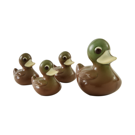 Moulage en chocolat lait famille canard 100g