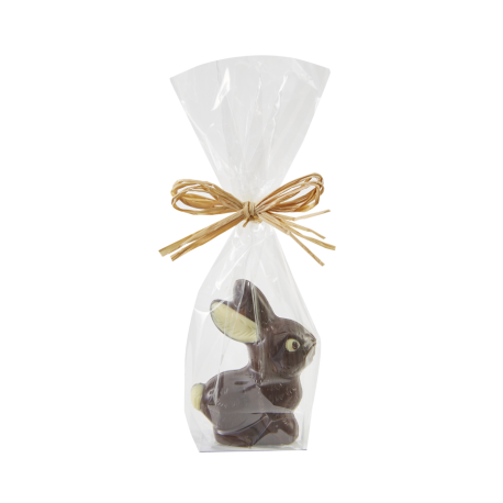 Moulage en chocolat noir petit lapin perlin en sachet 45g