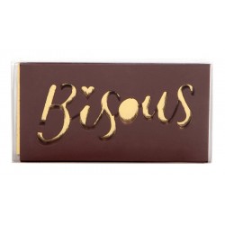 Moulage en chocolat noir plaque bisous sous étui 40g