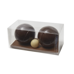 Moulage en chocolat noir boule de pétanque sous étui 190g