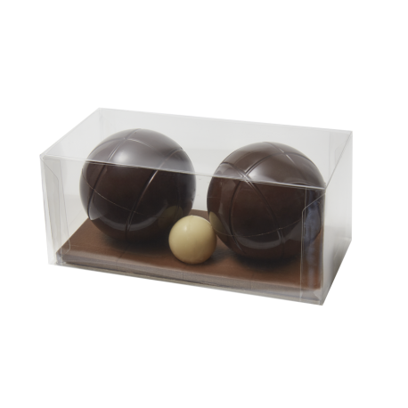 Moulage en chocolat noir boule de pétanque sous étui 190g