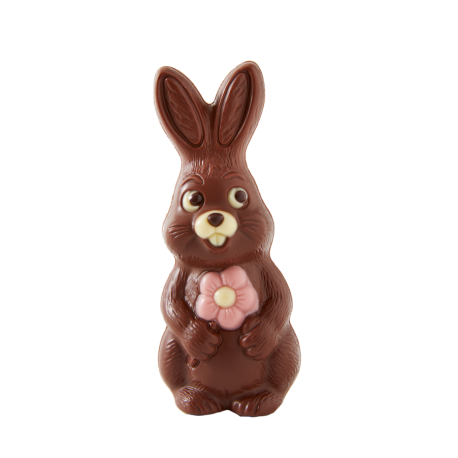 Moulage en chocolat lait lapin flora 13 cm 65g