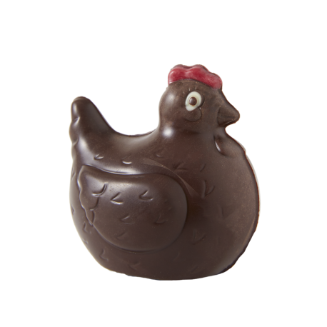Moulage en chocolat noir décoré petit poule 50 g